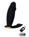 ACHILLE, Mini vibromasseur noir USB, forme pénis avec stimulation clitoridienne, avec télécommande