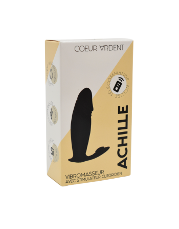 ACHILLE, Mini vibromasseur noir USB, forme pénis avec stimulation clitoridienne, avec télécommande