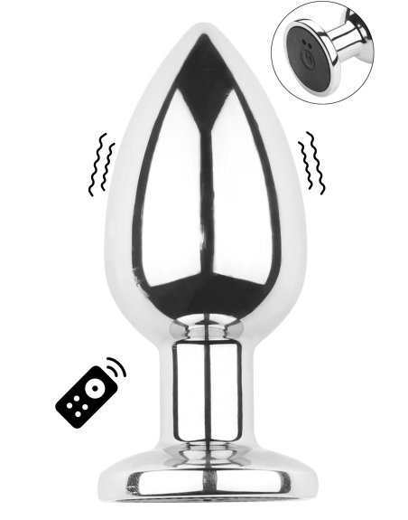 Plug vibrant acier inoxydable anal taille M avec télécommande, USB BOOTY