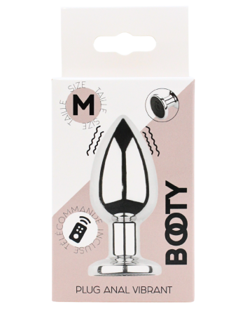 Plug vibrant acier inoxydable anal taille M avec télécommande, USB BOOTY