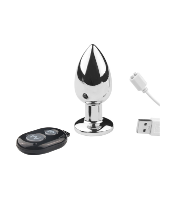 Plug vibrant acier inoxydable anal taille M avec télécommande, USB BOOTY