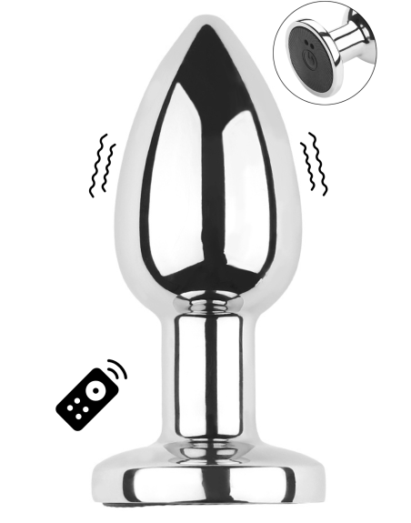 Plug vibrant acier inoxydable anal taille S avec télécommande, USB BOOTY