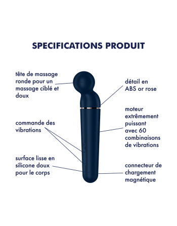 Vibromasseur wand bleu USB 60 vibrations Planet Wand-er Satisfyer 