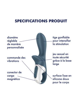Vibromasseur gonflable anal gris USB Air Pump Booty 2 Satisfyer 