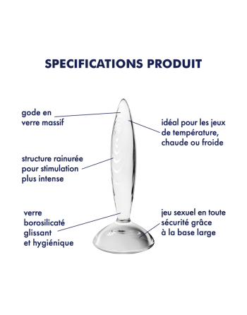 Gode anal en verre borosilicaté massif transparent Sparkling Crystal Satisfyer 