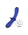 Gode en verre borosilicaté massif bleu Double Crystal Satisfyer 
