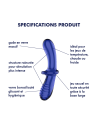Gode en verre borosilicaté massif bleu Double Crystal Satisfyer 