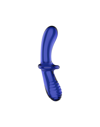 Gode en verre borosilicaté massif bleu Double Crystal Satisfyer 