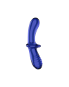 Gode en verre borosilicaté massif bleu Double Crystal Satisfyer 
