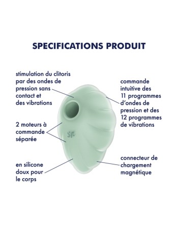 Stimulateur clitoridien par onde de pression sans contact et par vibration USB vert menthe, Cloud Dancer Satisfyer 