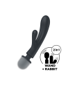 2 en 1 Vibromasseur rabbit et wand noir USB Triple Lover Satisfyer 
