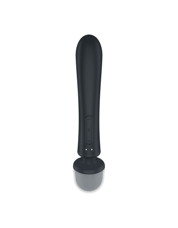 2 en 1 Vibromasseur rabbit et wand noir USB Triple Lover Satisfyer 