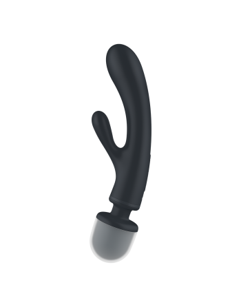 2 en 1 Vibromasseur rabbit et wand noir USB Triple Lover Satisfyer 
