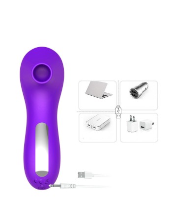 Stimulateur succion de clitoris et tétons USB violet