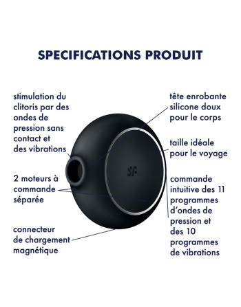 Stimulateur clitoridien par air pulsé et vibration USB Pro To Go 3 Satisfyer 