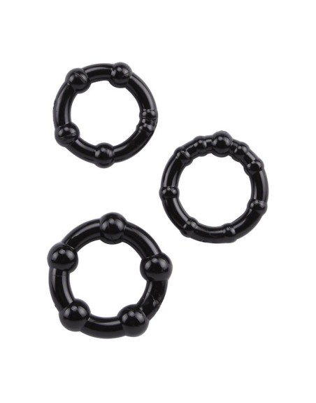 Pack 3 cockring noir avec billes 