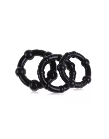 Pack 3 cockring noir avec billes 