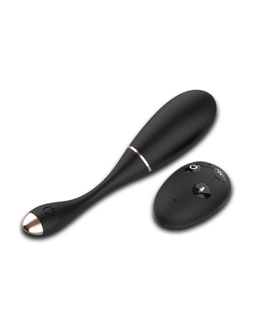Œuf vibrant télécommandé USB noir avec option commande vocale LOLA-S 