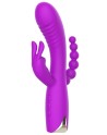 Vibromasseur triple stimulation très puissant violet USB 