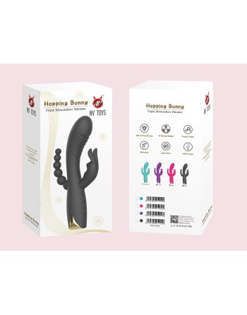 Vibromasseur triple stimulation très puissant violet USB 