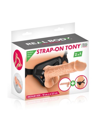 2 en 1 Gode ceinture interchangeable Tony 18 cm 