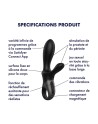 Vibromasseur rabbit noir USB, chauffant et connecté Heat Climax  Satisfyer