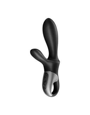 Vibromasseur rabbit noir USB, chauffant et connecté Heat Climax  Satisfyer