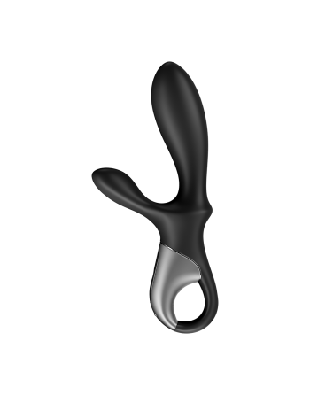 Vibromasseur rabbit noir USB, chauffant et connecté Heat Climax  Satisfyer