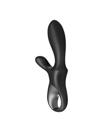 Vibromasseur rabbit noir USB, chauffant et connecté Heat Climax  Satisfyer