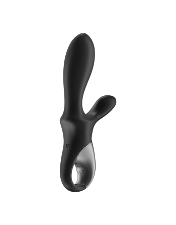 Vibromasseur rabbit noir USB, chauffant et connecté Heat Climax  Satisfyer