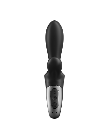 Vibromasseur rabbit noir USB, chauffant et connecté Heat Climax  Satisfyer