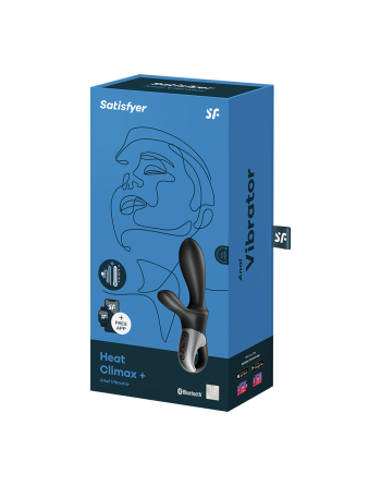Vibromasseur rabbit noir USB, chauffant et connecté Heat Climax  Satisfyer
