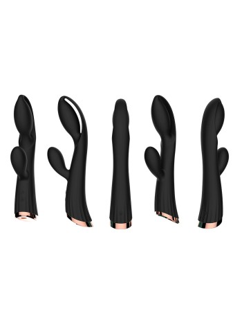 Vibromasseur noir avec stimulateur de clitoris LRIS USB