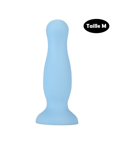 Plug anal ventouse bleu pastel taille M 