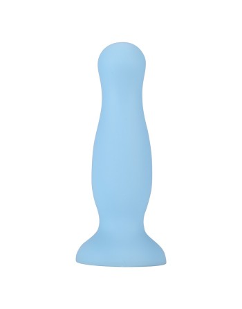 Plug anal ventouse bleu pastel taille M 