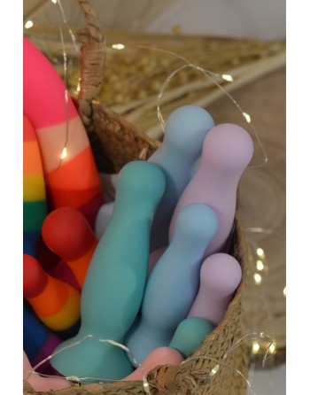 Plug anal ventouse bleu pastel taille M 