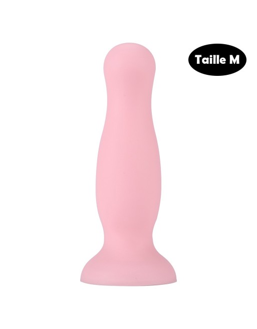 Plug anal ventouse rose pastel taille M 