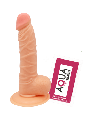 Gode Réaliste Ventouse avec Testicules  1 dosette de lubrifiant — Pocket Pleasure