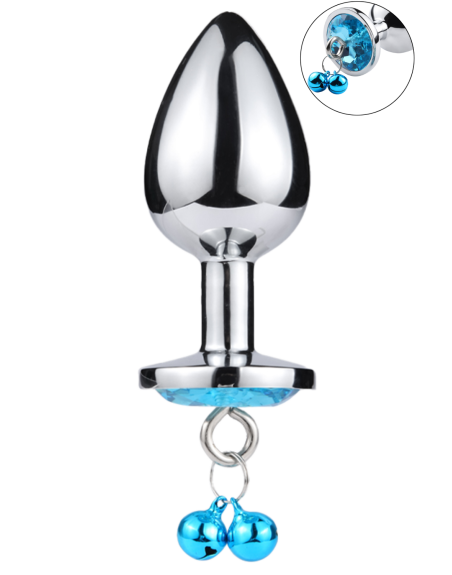 Plug bijou aluminium bleu avec clochettes Taille M JINGLE 