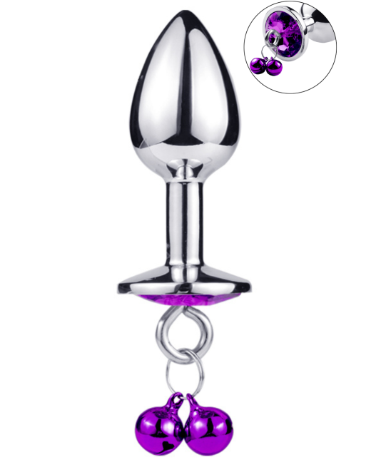 Plug bijou aluminium violet avec clochettes Taille S JINGLE 