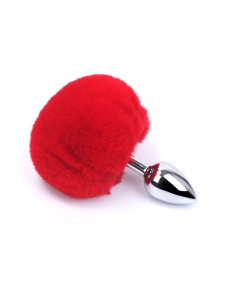 Plug anal aluminium avec pompon rouge Taille S 