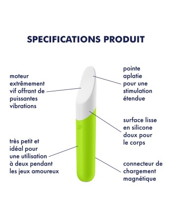 Vibromasseur vert USB Ultra Power Bullet 7 Satisfyer 