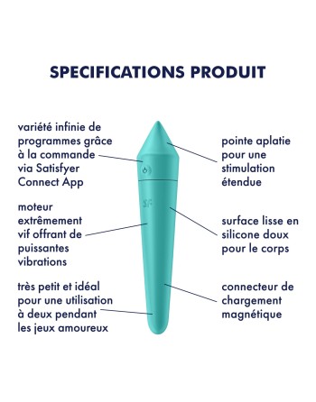 Vibromasseur connecté turquoise USB Ultra Power Bullet 8 Satisfyer 