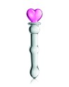 Gode en verre bicolor avec boules et coeur  n°21 Glossy 
