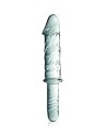 Gode en verre réaliste transparent avec poignée  n°12 Glossy 