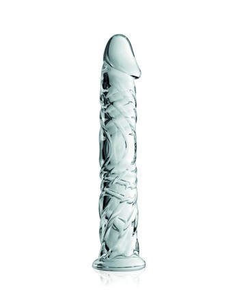 Gode en verre transparent avec gland et veines n°4 Glossy 