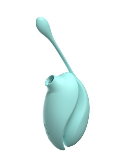 2en1 Stimulateur clitoridien à picots par aspiration avec son œuf vibrant à distance turquoise