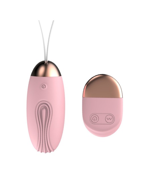 Oeuf vibrant rainuré rose USB avec télécommande