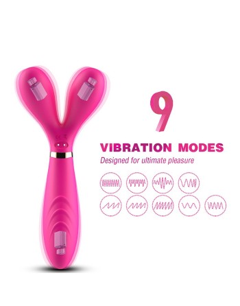 Vibromasseur Wand  rose en forme de Y avec 3 moteurs