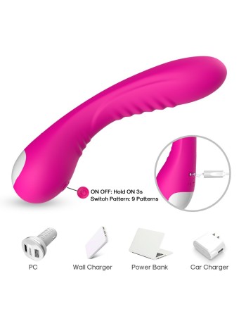 Vibromasseur courbé 9 modes de vibration rose